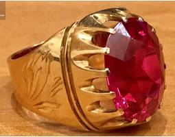 Золотой перстень 583 пробы с рубином (СССР) антиквариат винтаж